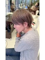 アース 栄店(HAIR&MAKE EARTH)&nbsp;earthショートレイヤーボブミルクティー丸みショートボブ