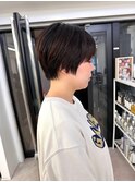 大人可愛い20代30代40代前下がりショートボブ/ハンサムショート