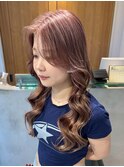 柔らかハイトーン　ピンクベージュ　ロングレイヤー　横浜★