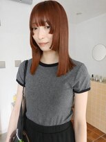 ネルケ 立川(nelke)&nbsp;顔周りダブルステップカット姫カットオレンジブラウンストレート