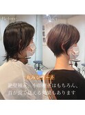 大人可愛い20代30代40代小顔ワンサイドショートボブ丸み前下がり