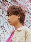 センターパートウルフカルマパーマ韓国ハイトーン