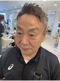 60代　　変身イケオジメンズカット　グレイヘア　軟毛　細毛
