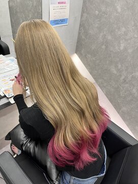 ファイブバイジエクト 堀江(FIVE by The Ect) ミルクティーベージュ裾ピンクカラー