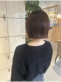 大人可愛い小顔前下がりボブ×艶感ブラウン20代30代