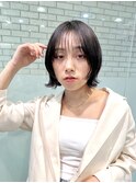 大人ミニボブフェイスレイヤー前髪ありボブ丸顔暗髪K20250314