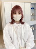 グレージュ切りっぱなしボブ前髪ありミニボブミルクティベージュ