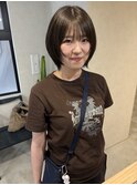 オリーブベージュ×ハッシュカット