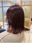 20代30代暖色系レッドカラー大人ボブ透明感小顔