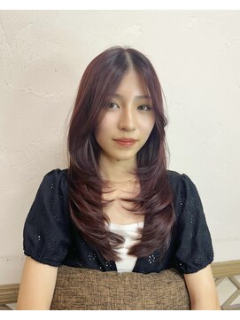 ボヌール 銀座並木通り店(Bonheur) 顔まわりレイヤー/ロングレイヤー/ピンクカラー