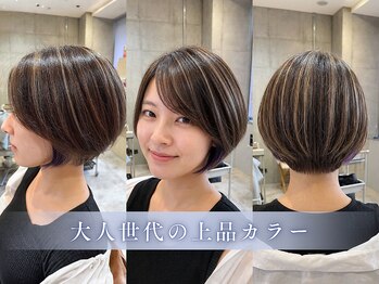 エヌアンドエー 草加店(N&A)の写真/【白髪ぼかしハイライト】気になる白髪も自然に馴染む♪立体感のある大人カラーに