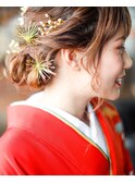 成人式シニョンヘアアレンジ