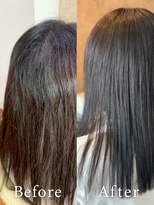 アークスヘアー&nbsp;艶感グレージュダメージレスのナチュラルストレート