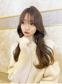 韓国前髪顔周りロング×ピンクブラウン[心斎橋/髪質改善]
