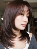 ◆小顔レイヤーカット/銀座/ショコラブラウン/シースルーバング