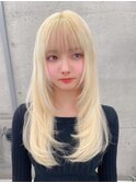 韓国風レイヤーカット/ハイトーンブロンド