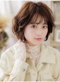大人ガーリーふわふわボブ小顔デジタルパーマa大宮20代30代40代