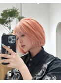ハイトーンペールオレンジ/毛流れボブ