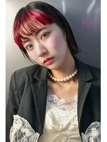 キジ(KIJI)&nbsp;ミニボブ/ショートボブ/ボブ/前髪インナーカラー/ワイドバング