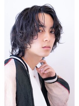ケアリー 大泉学園(Carelly) ツイストパーマ七三オールバックマッシュウルフスリークショート