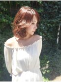 大人可愛いゆる巻きロブ