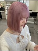 8764ラベンダーパープベビーピンクハイトーン切りっぱなしボブ