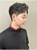 大人男性ナチュラルパーマビジカジ清潔感アッシュブラック