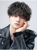 波巻きパーマメンズパーマシャドウパーマツーブロック黒髪