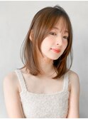 アプリコットオレンジ美髪似合わせカットサイドバング前髪