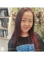 アグ ヘアー テイク 米沢徳町店(Agu hair take) ダークグレー&レッドのアンブレラカラーのカワイイ女の子です!