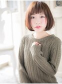 大人可愛いぱっつん前髪透明感カラー小顔ボブa小山10代20代30代