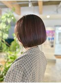 韓国風ボルドーカラーボブ
