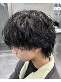 広島緩めルーズパーマセンターパート韓国マッシュウルフ