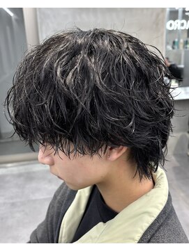 広島緩めルーズパーマセンターパート韓国マッシュウルフ