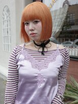 チャプター 問屋町(chapter)&nbsp;ケアブリーチケアカラーハイトーンオレンジ切りっぱなしボブ