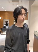 センターパートニュアンスパーマワンカールパーマ韓国コンマヘア