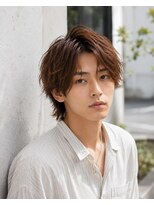 MEN's Baguz MEN'Sカット/ MEN'Sパーマ/ MEN'Sカラー 韓国風センターパートニュアンスパーマ束感レイヤーメンズ