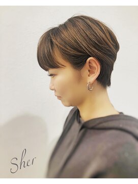 シェア(SHER) 重めバングのミニマムショート★