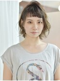 オン眉　ボブ　大人かわいい　透明感アッシュ　艶髪　髪質改善