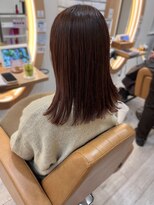 アドラーブル けやき通り店(adorable)&nbsp;切りっぱなしミディアム　暖色系カラーブリーチなしピンク