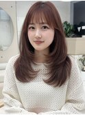 小顔レイヤーカット×ナチュラルグレージュ30代40代50代