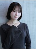 シースルーバング×前下がりボブ