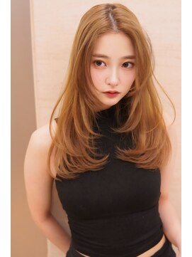 アンジェリカラボ 梅田店(ANGELICA LABO) 韓国風くびれレイヤーカット×グレージュ×透明感ブラウン川又