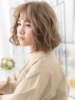 プリモカ 綾瀬(primoC) 綾瀬/髪質改善/ハイトーンカラー!ゆるふわミディアムボブパーマd