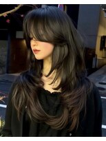 ヌエン 渋谷(NU/EN)&nbsp;重軽ロングハイレイヤー/ダークグレージュ/バタフライレイヤー
