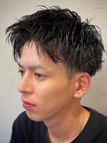 ビンゴ(BINGO)&nbsp;ba373アッシュブラック刈り上げツイスト束感バーバースタイル