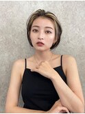 原宿ローライトブリーチダブルカラーインナーカラーショートボブ