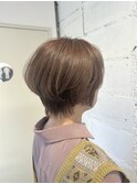 【白髪ぼかし】明るめミルクティー×丸みショートボブ
