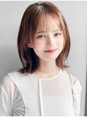 愛され前髪艶感うる艶髪アプリコットオレンジデジタルパーマ