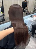 酸性ストレート/ブラウンカラー/ピンクブラウン/縮毛矯正